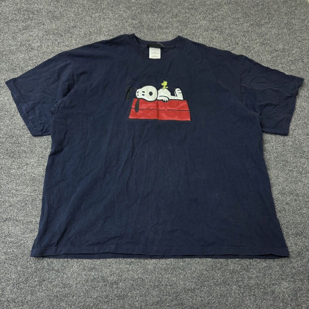 Vintage Peanuts Collection Y2K Snoopy & Woodstock Dog House T-Shirt Sz XXL Blue